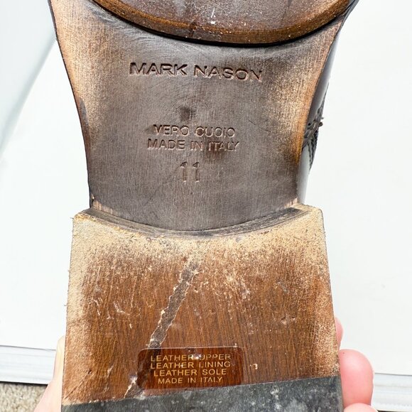 Mark Nason Brown Leather Brogue Ankle Boots Men's Size 11 Side Zip Made in Italy - Picture 8 of 12